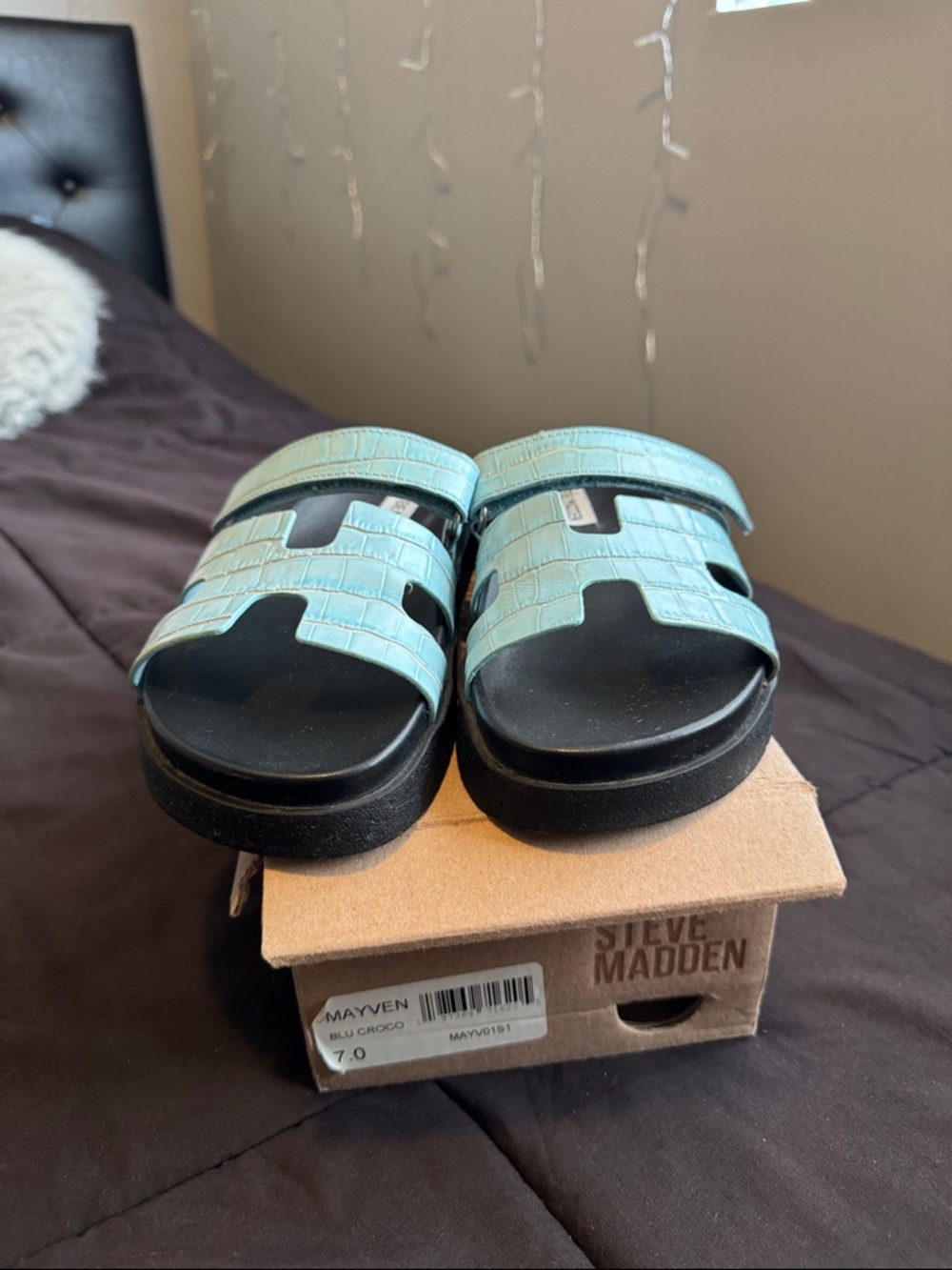 Steve Madden  Light Aqua Slide Sandals